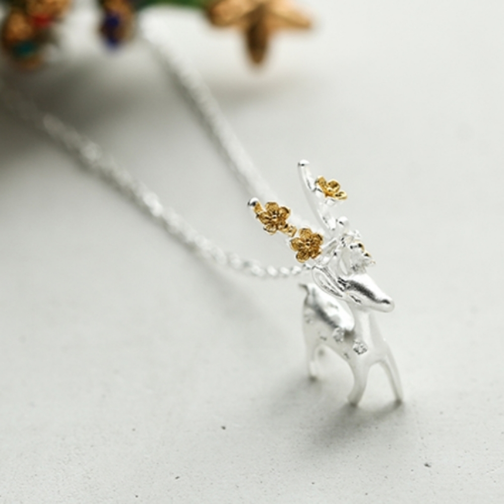 💎NEW💎 SOLID 925 CHRISTMAS REINDEER NECKLACE - Picture 3 of 5